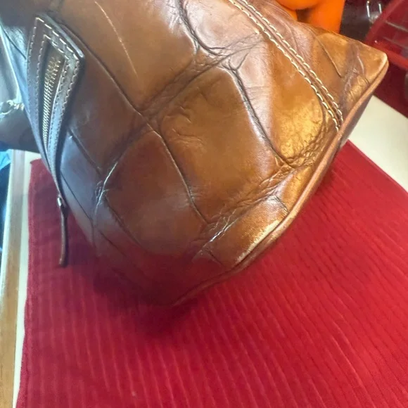 Dooney & Bourke Croc-Embossed Brown Shoulder Bag - Picture 5 of 16